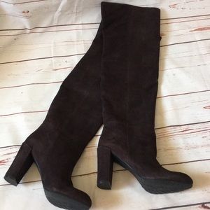 Chocolate Brown Suede Over the Knee Boots